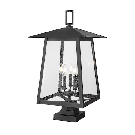 Z-Lite Rainer 5 Light Outdoor Pier Mounted Fixture, 15.5in. W x 28.5in. H, Black 5015PHXLS-SQPM-BK
